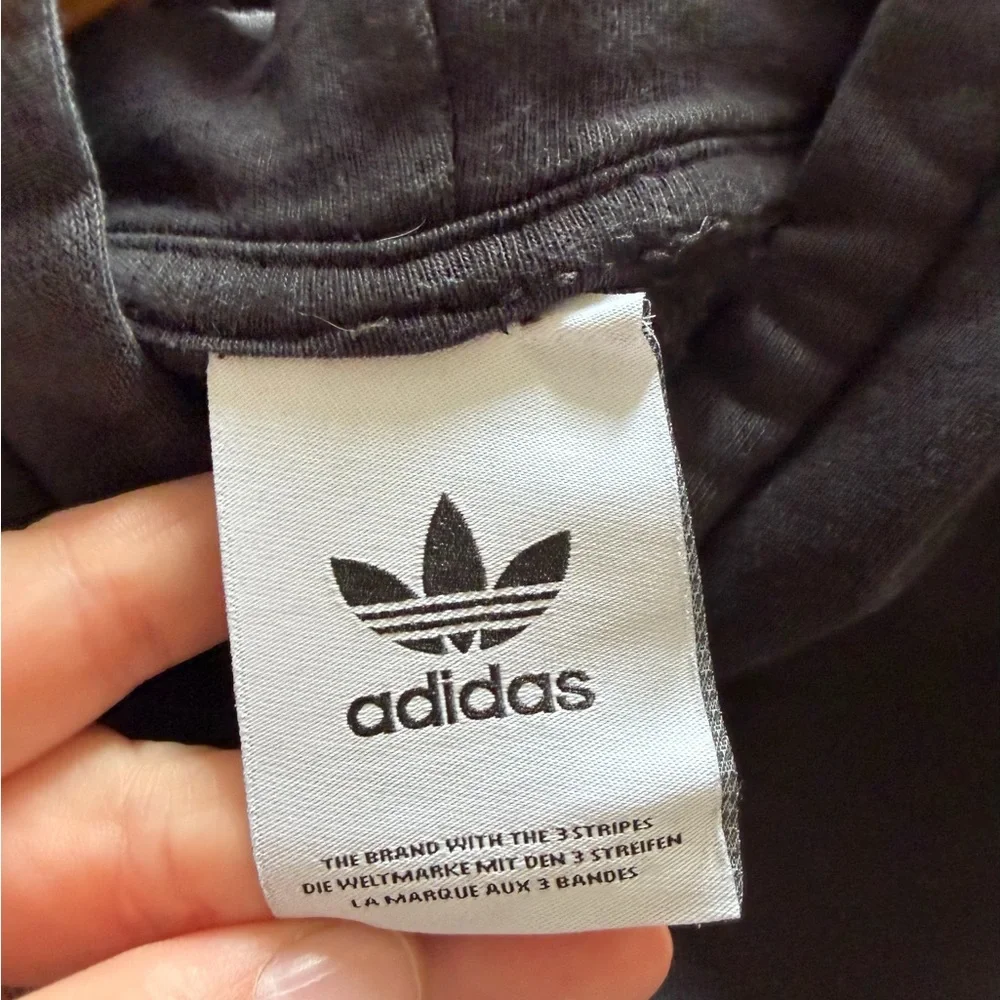 Adidas Fleece Lined Black Hoodie Sweatshirt size Large EUC - Picture 10 of 13